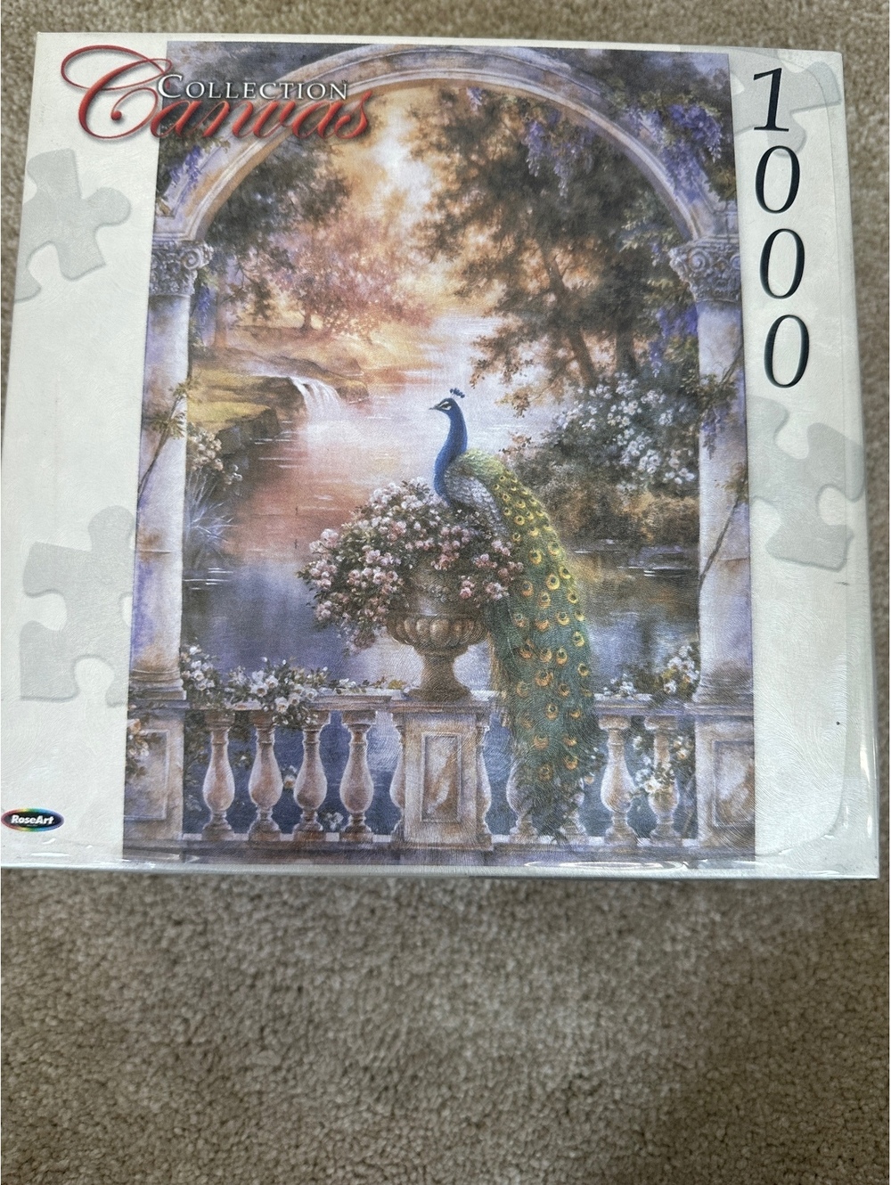 New Sealed RoseArt Peacock Puzzle 18¾x26” Made In USA Canvas Collection